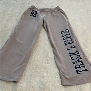 Wild Fable Beige Wide Leg Sweatpants with Track Print